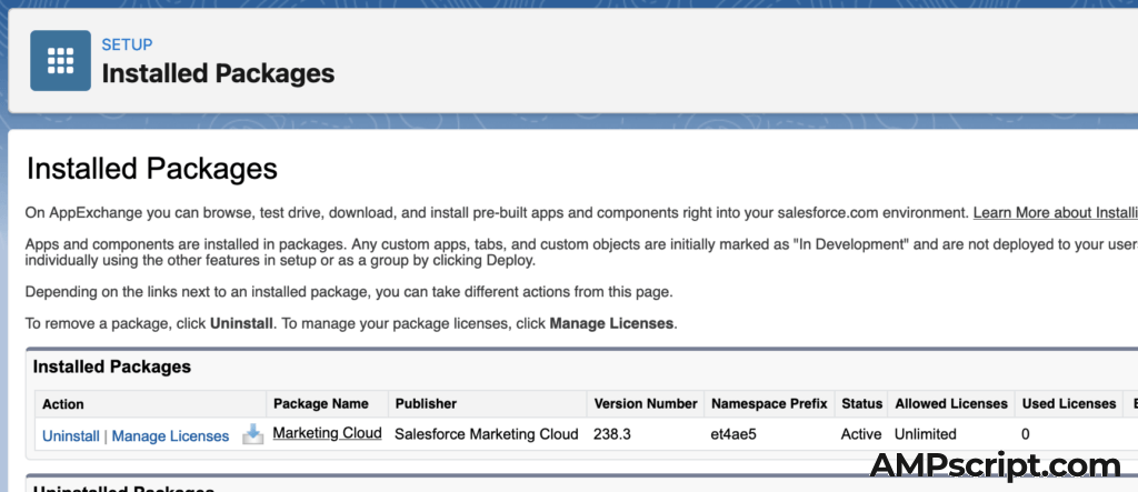 Salesforce Marketing Cloud Connector Installed Package